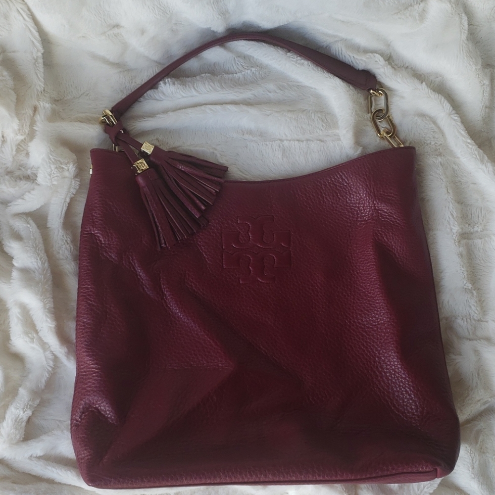 Tory Burch Boysenberry Bag w/ Tassle & Gold Links